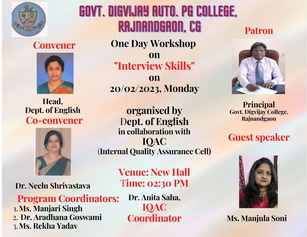 Govt. Digvijay Autonomous College-Workshop on Interview skills