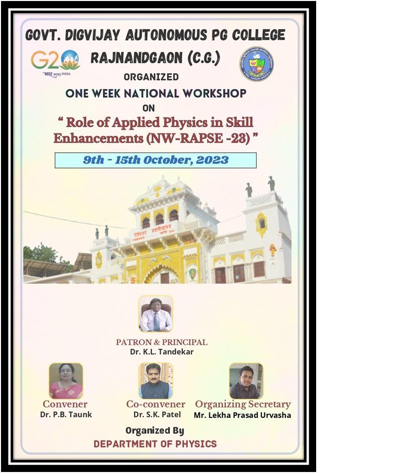 Govt. Digvijay Autonomous College-ONE WEEK NATIONAL WORKSHOP